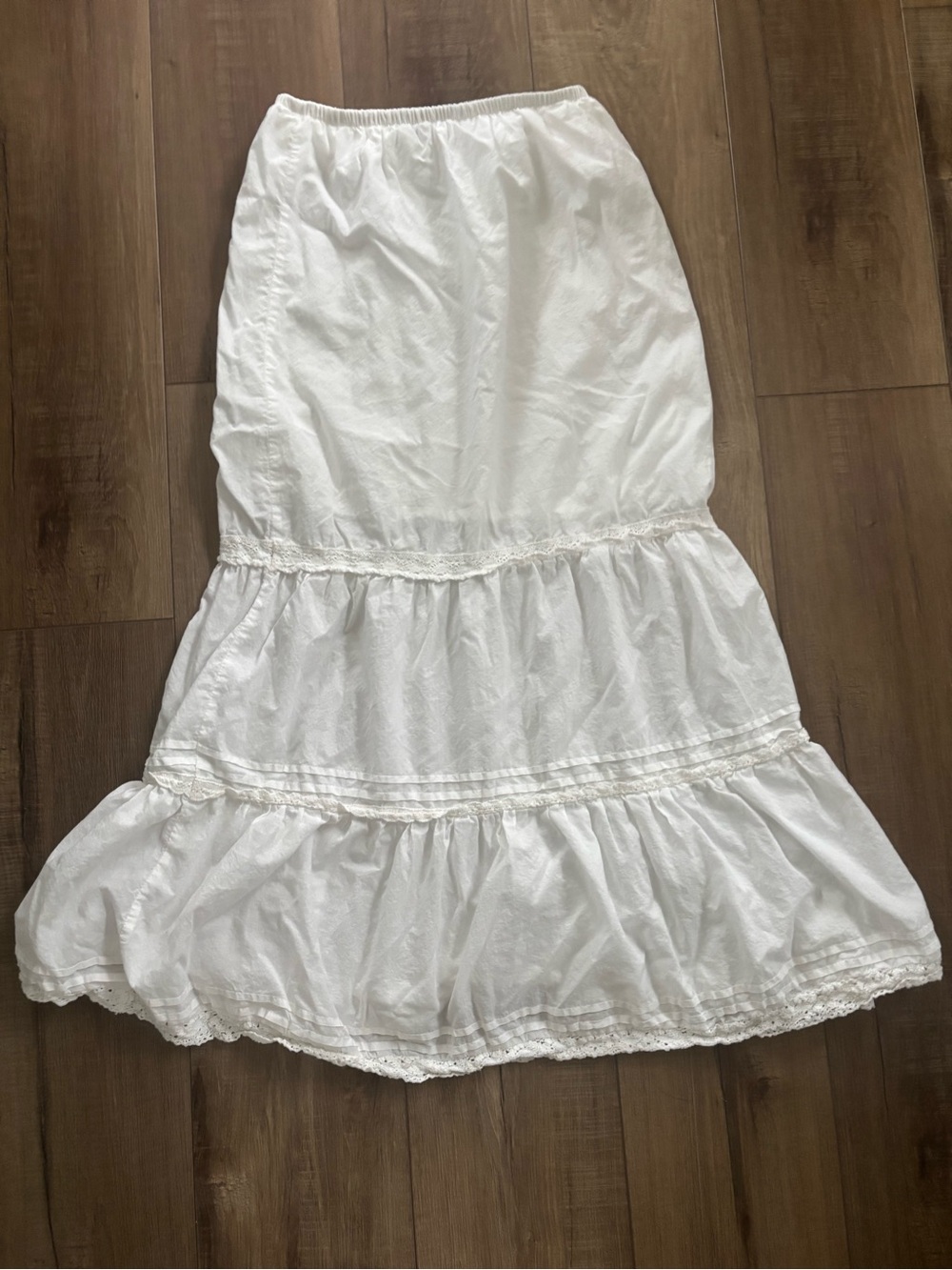 White Tiered Cotton Maxi  Skirt - Classic Women's Skirt XS